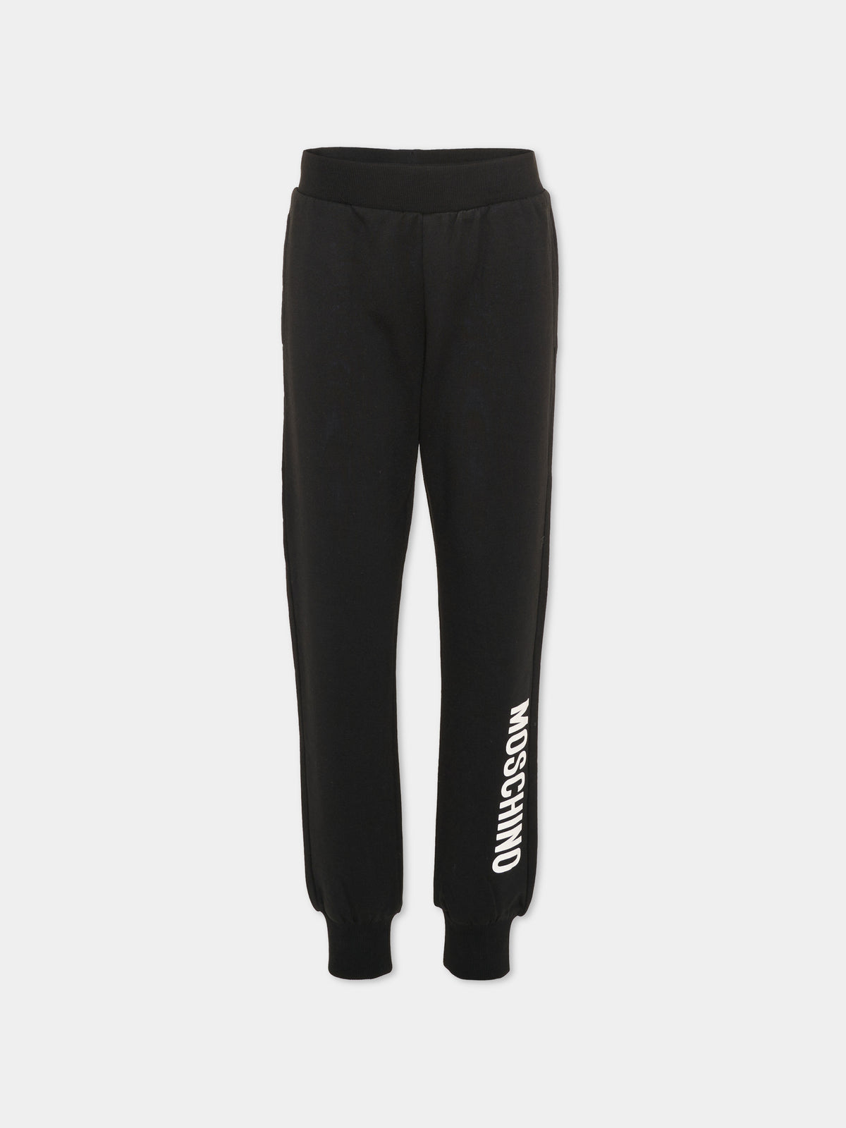 Pantalone nero per bambino con logo,Moschino Kids,HPP057 LCA93 60100