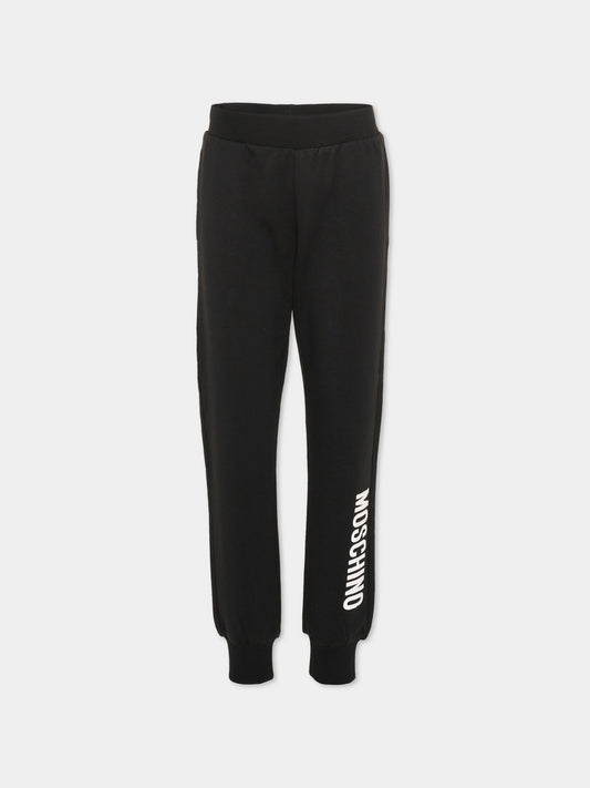 Pantalone nero per bambino con logo,Moschino Kids,HPP057 LCA93 60100