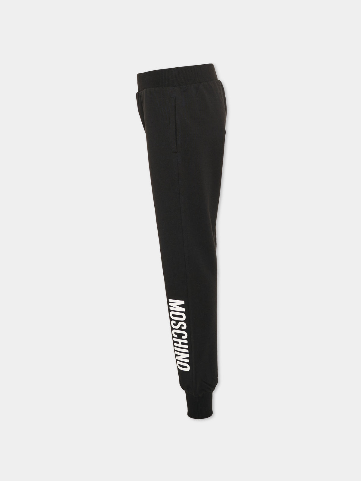 Pantalone nero per bambino con logo,Moschino Kids,HPP057 LCA93 60100