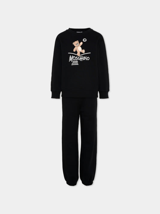 Completo sportivo lungo nero con teddy bear,Moschino Kids,HUK04N LCA83 60100