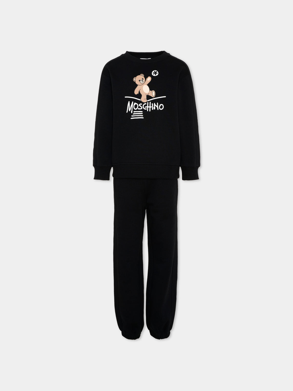 Completo sportivo lungo nero con teddy bear,Moschino Kids,HUK04N LCA83 60100
