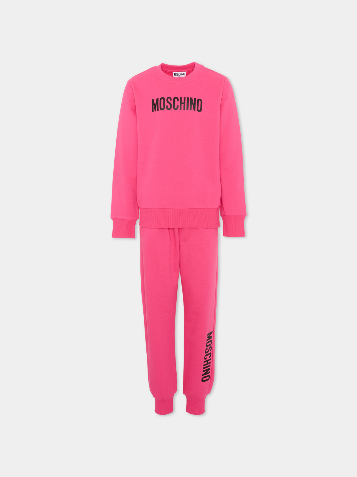 Completo sportivo lungo fucsia per bambina con logo,Moschino Kids,HUK04S LCA93 51450