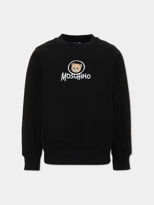 Felpa nera per bambini con Teddy Bear,Moschino Kids,HXF08V LCA83 60100