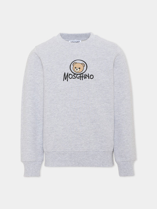Felpa grigia per bambini con Teddy Bear,Moschino Kids,HXF08V LCA83 60901