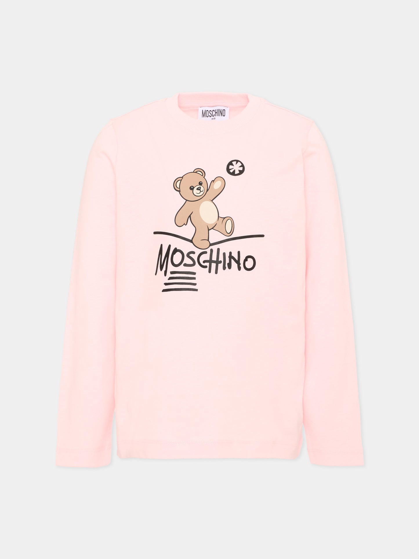 T-Shirt rosa per bambina con Teddy Bear,Moschino Kids,HZO00J LAA20 50209