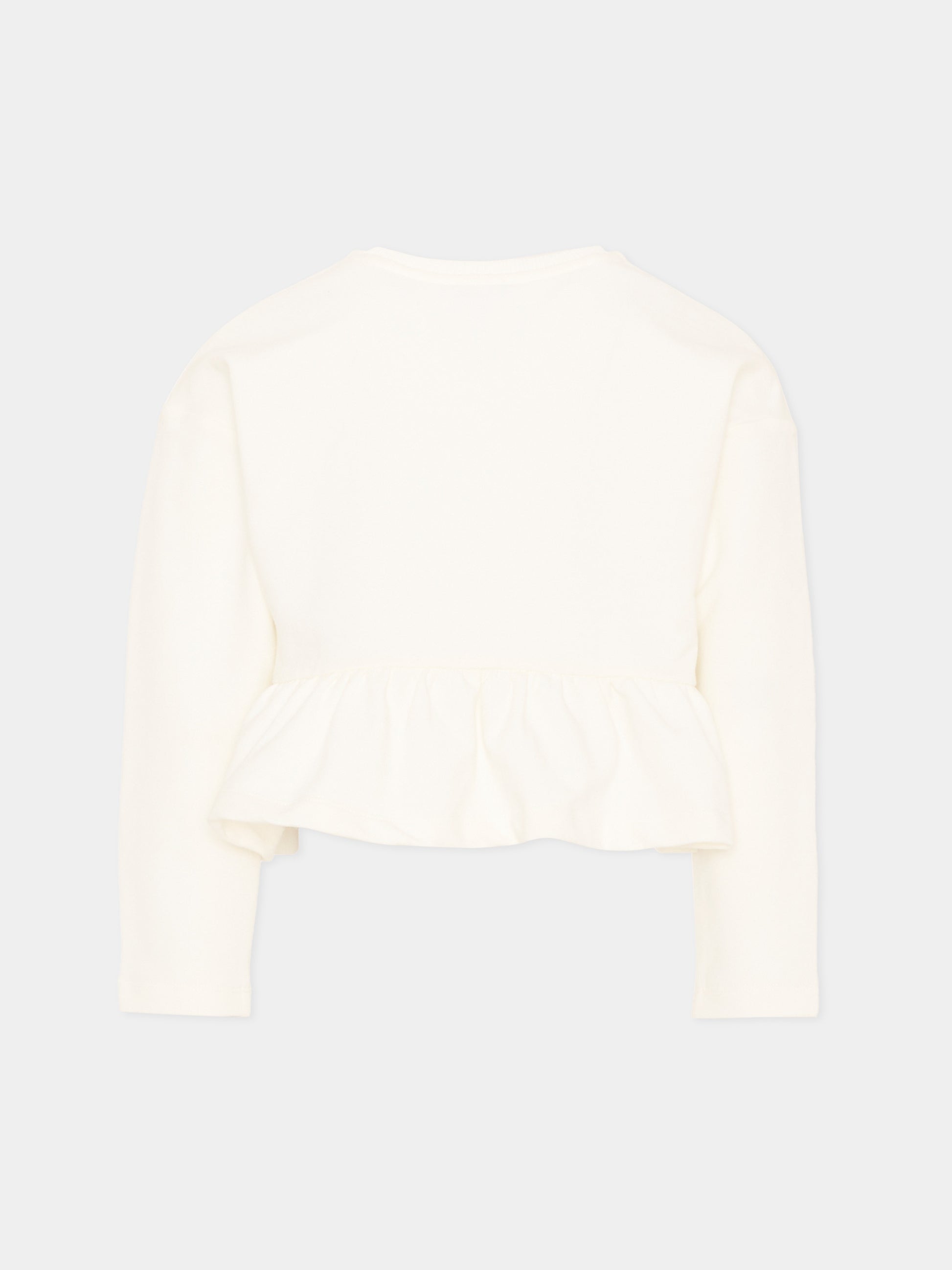 Felpa avorio per bambina con logo,Moschino Kids,HDF06H LDA18 10063