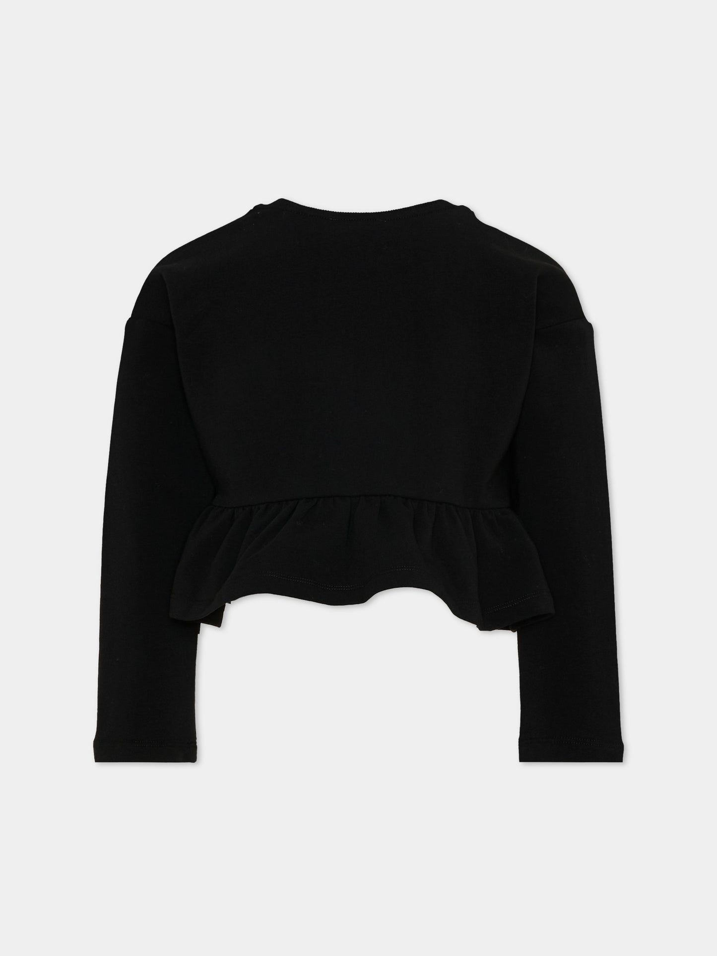 Felpa nera per bambina con logo,Moschino Kids,HDF06H LDA18 60100