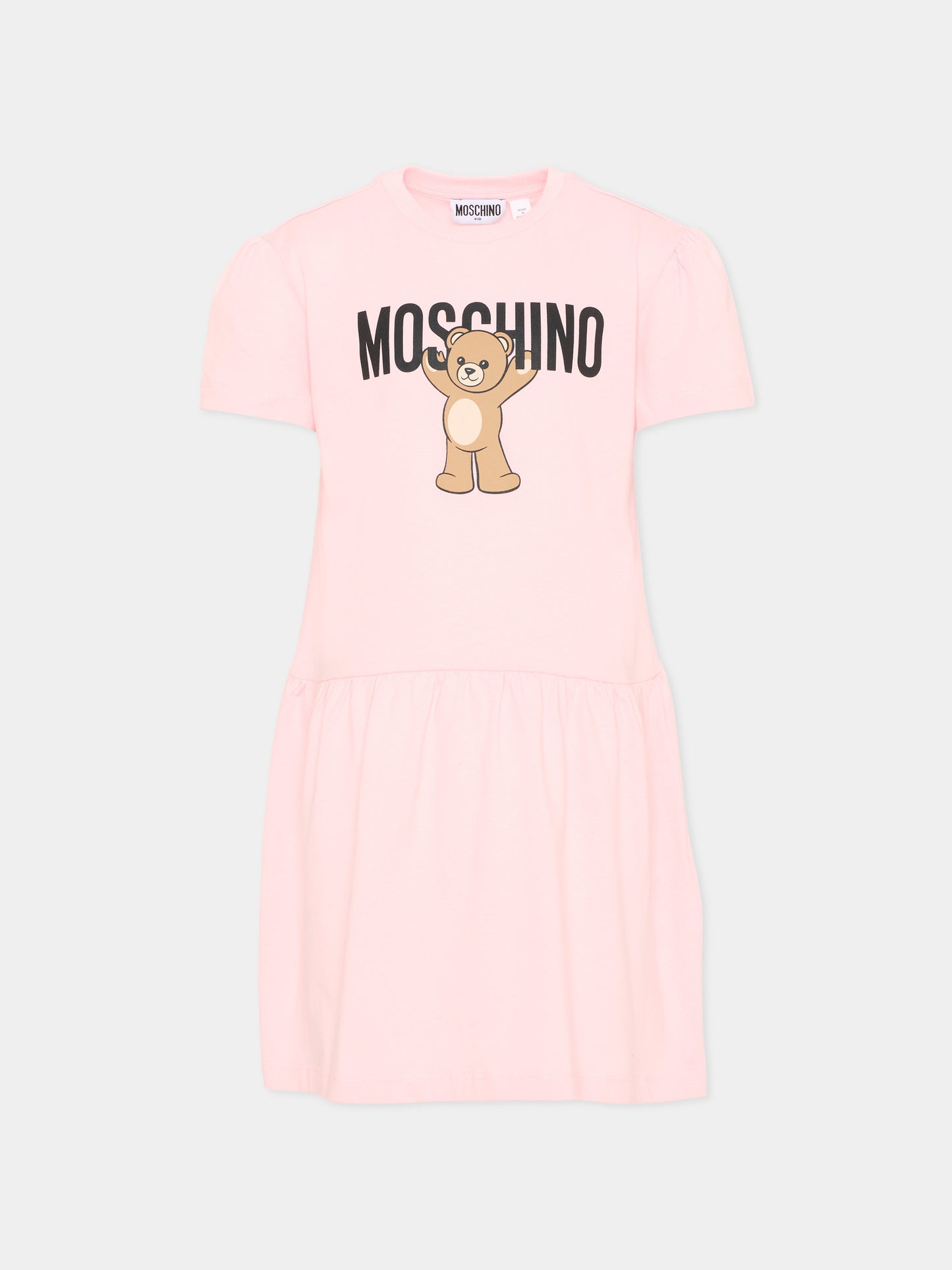 Vestito rosa per bambina con Teddy Bear,Moschino Kids,HDV0H9 LAA10 50209
