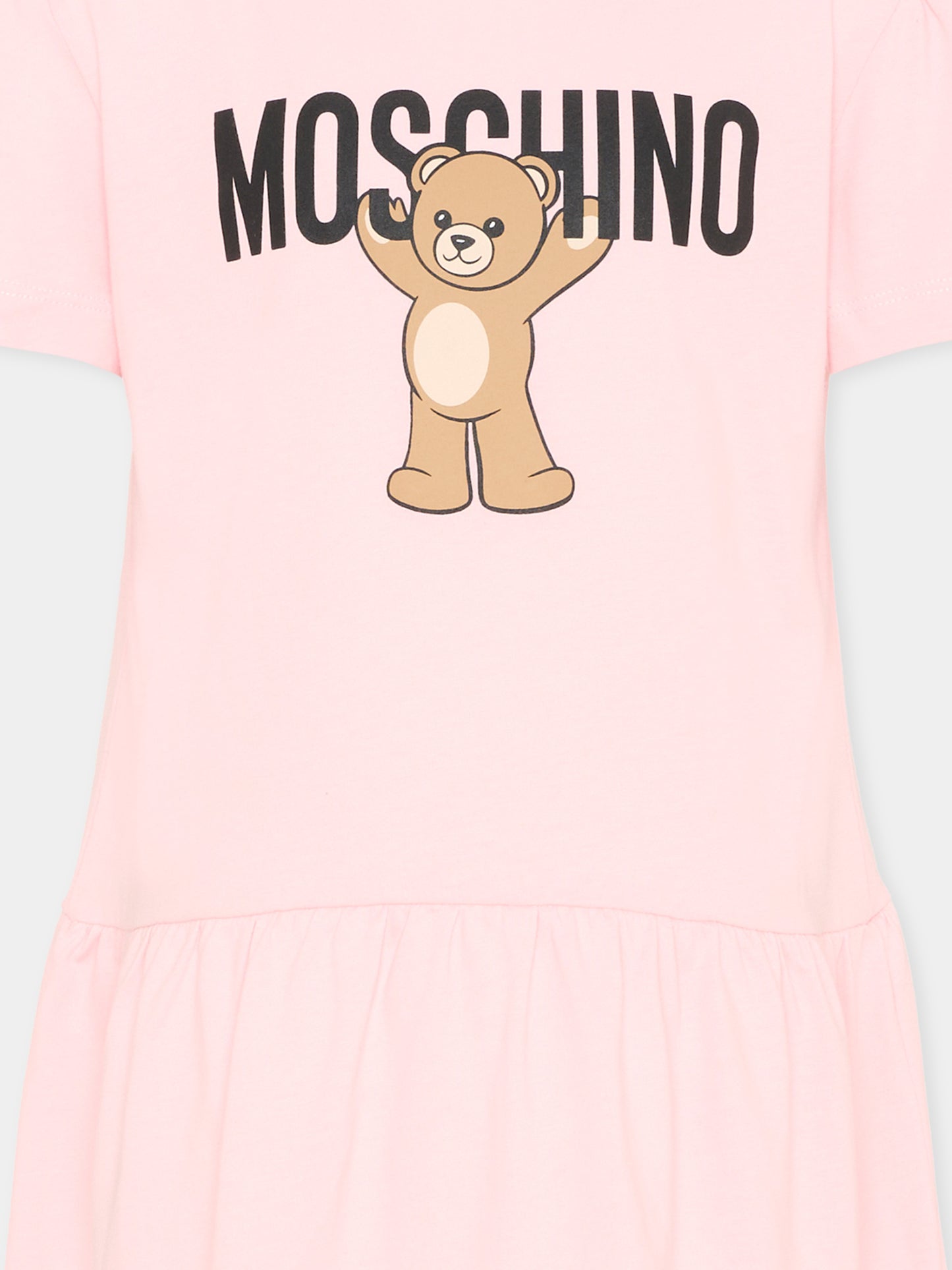Vestito rosa per bambina con Teddy Bear,Moschino Kids,HDV0H9 LAA10 50209
