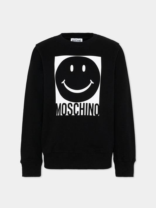 Felpa nera per bambini con logo,Moschino Kids,HSF08V LCA14 60100