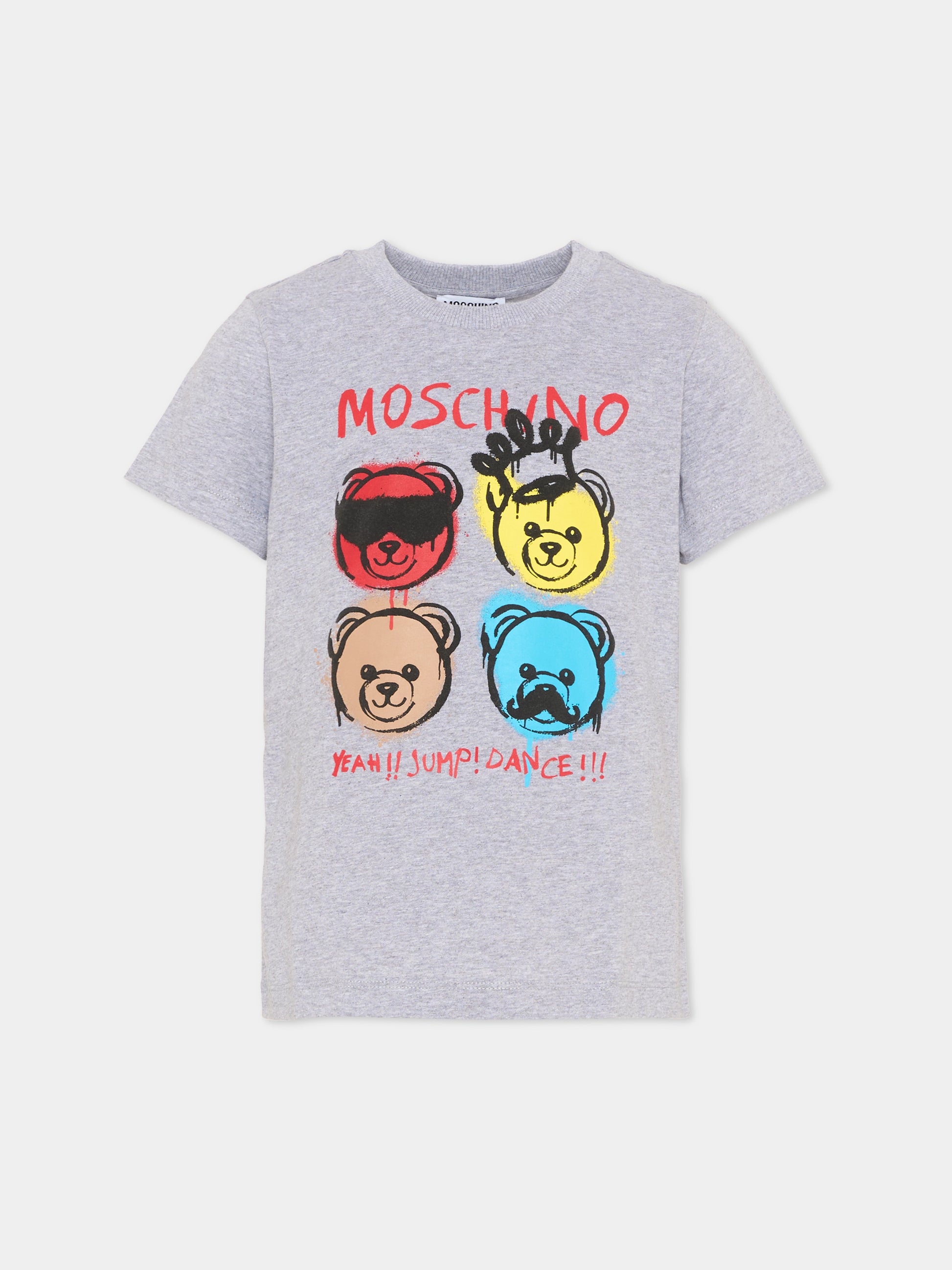 T-Shirt grigia per bambino con Teddy Bear,Moschino Kids,HSM058 LAA20 60901