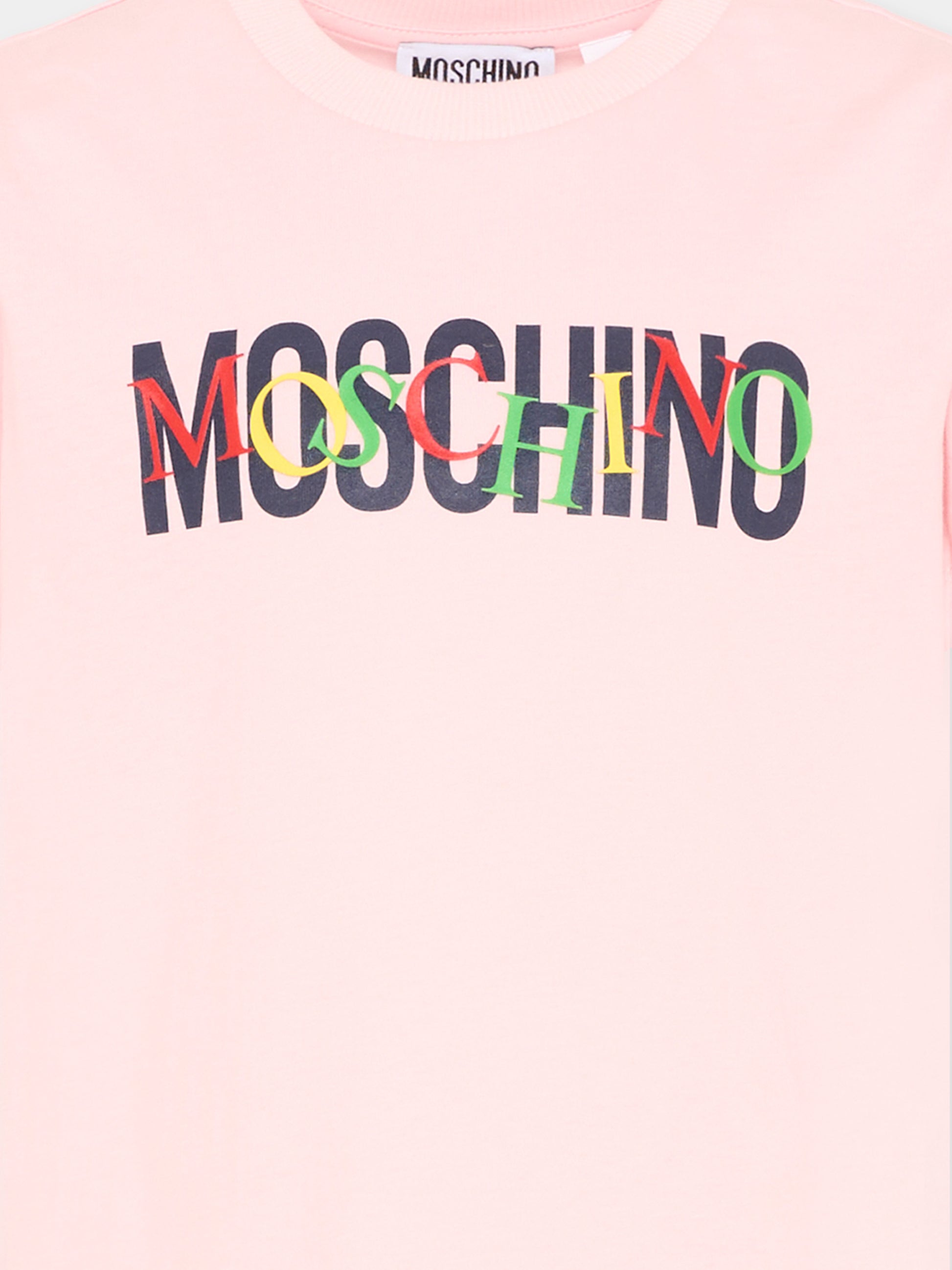 T-Shirt rosa per bambina con logo,Moschino Kids,HUM05I LAA10 50209