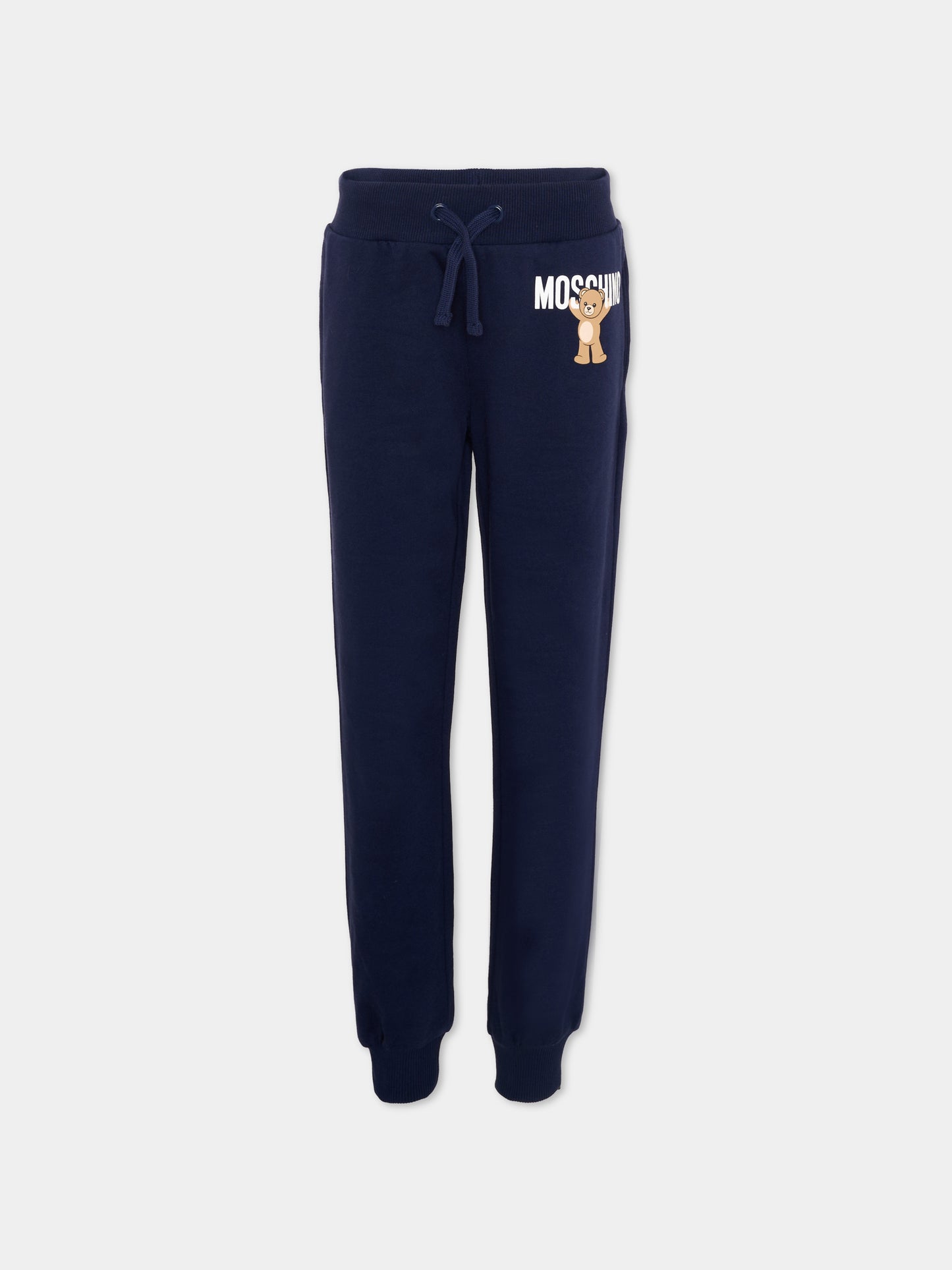 Pantalone sportivo blu per bambini con logo,Moschino Kids,HUP08T LCA40 40016
