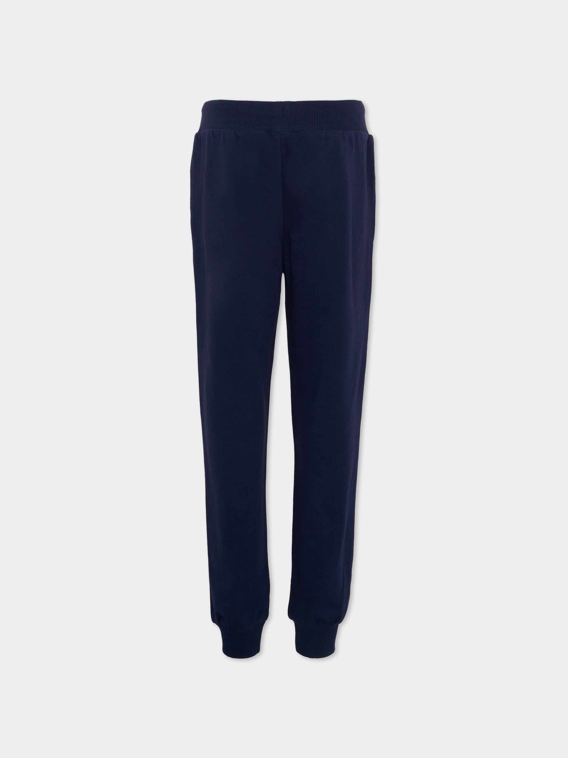 Pantalone sportivo blu per bambini con logo,Moschino Kids,HUP08T LCA40 40016