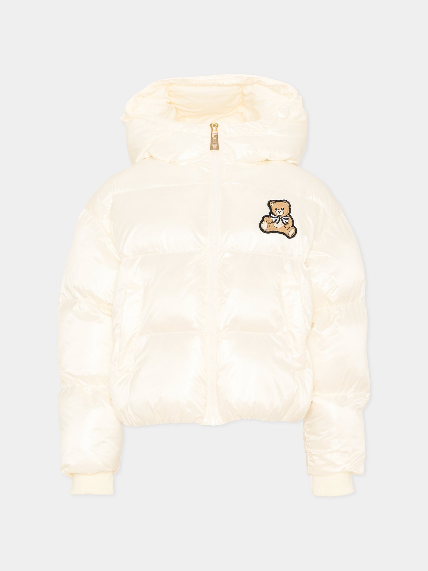 Piumino avorio per bambina con Teddy Bear,Moschino Kids,HDS053 L3AB4 10063