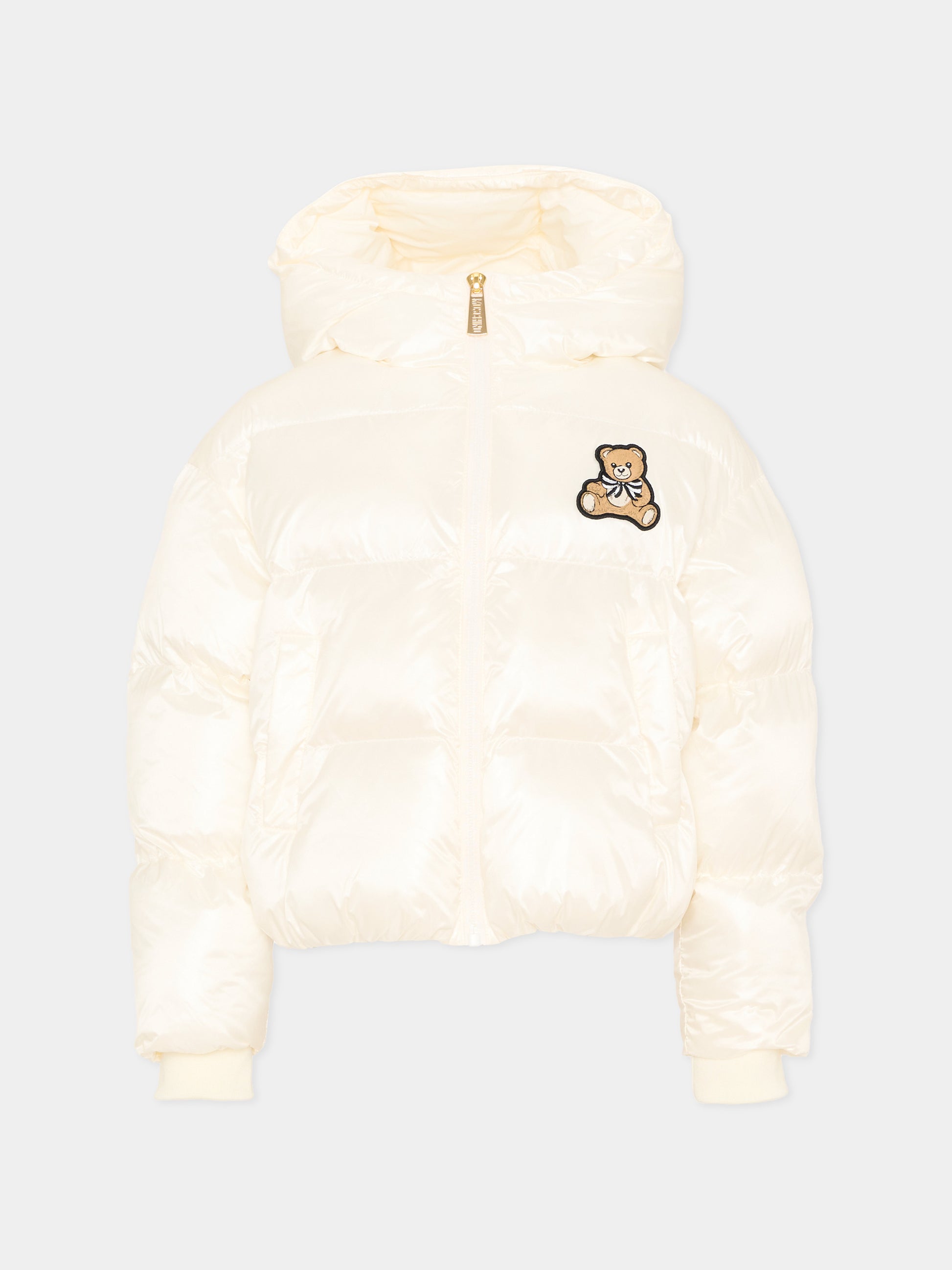 Piumino avorio per bambina con Teddy Bear,Moschino Kids,HDS053 L3AB4 10063