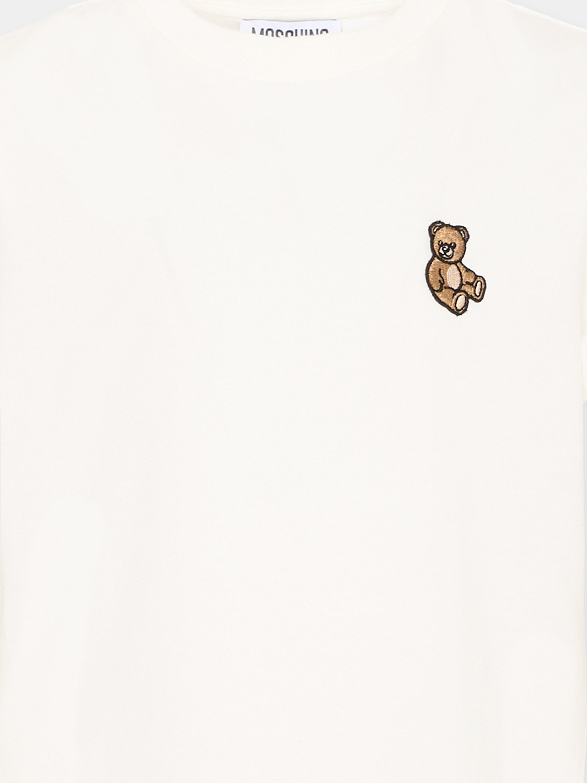 T-Shirt avorio per bambini con Teddy Bear,Moschino Kids,HRM058 LAA10 10063