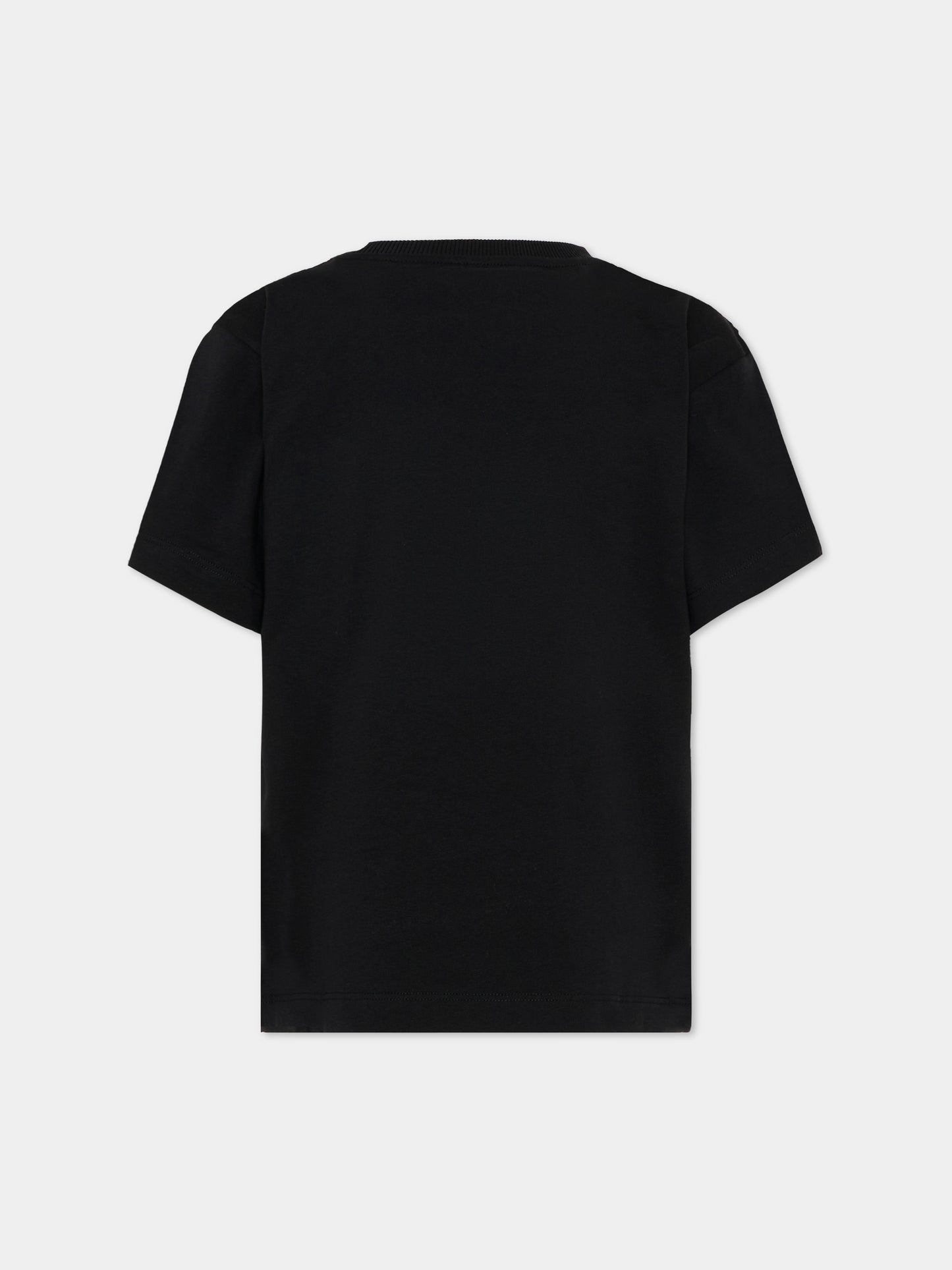 T-Shirt nera per bambino con logo e Teddy Bear,Moschino Kids,HUM05G LAA01 60100