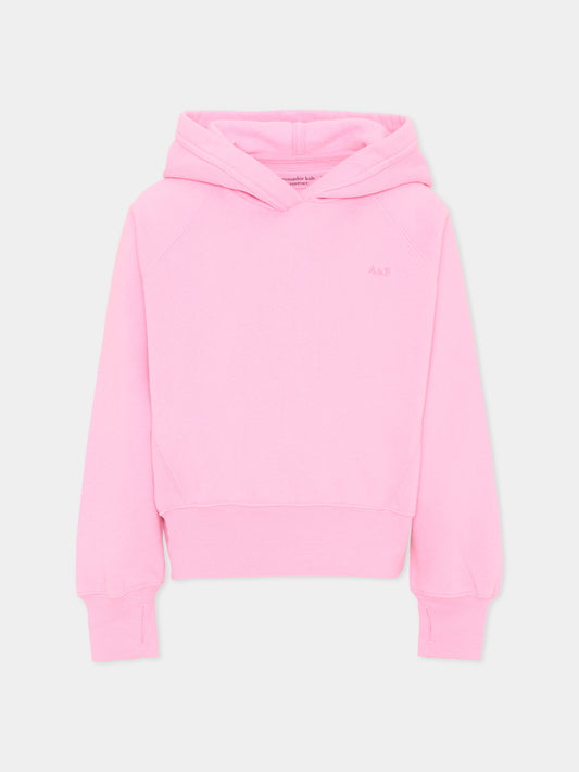 Felpa rosa per bambina con cappuccio,Abercrombie & Fitch,43AF23 ACI