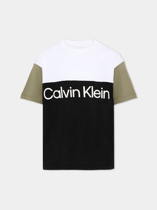 T-shirt multicolor per bambino color-block,Calvin Klein Kids,IB0IB02528 BEH