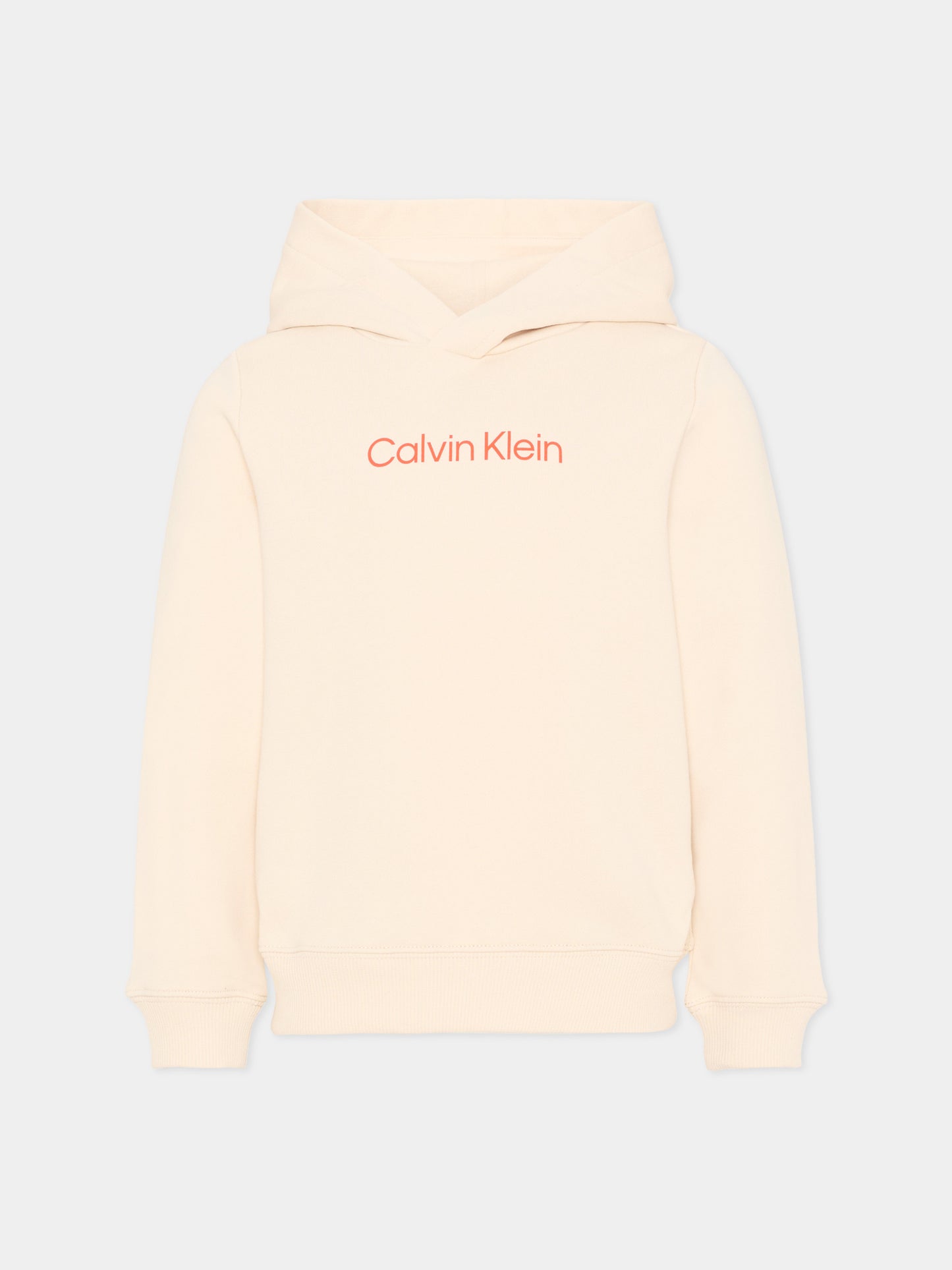 Felpa beige per bambini con logo,Calvin Klein Kids,IU0IU00679 PGB