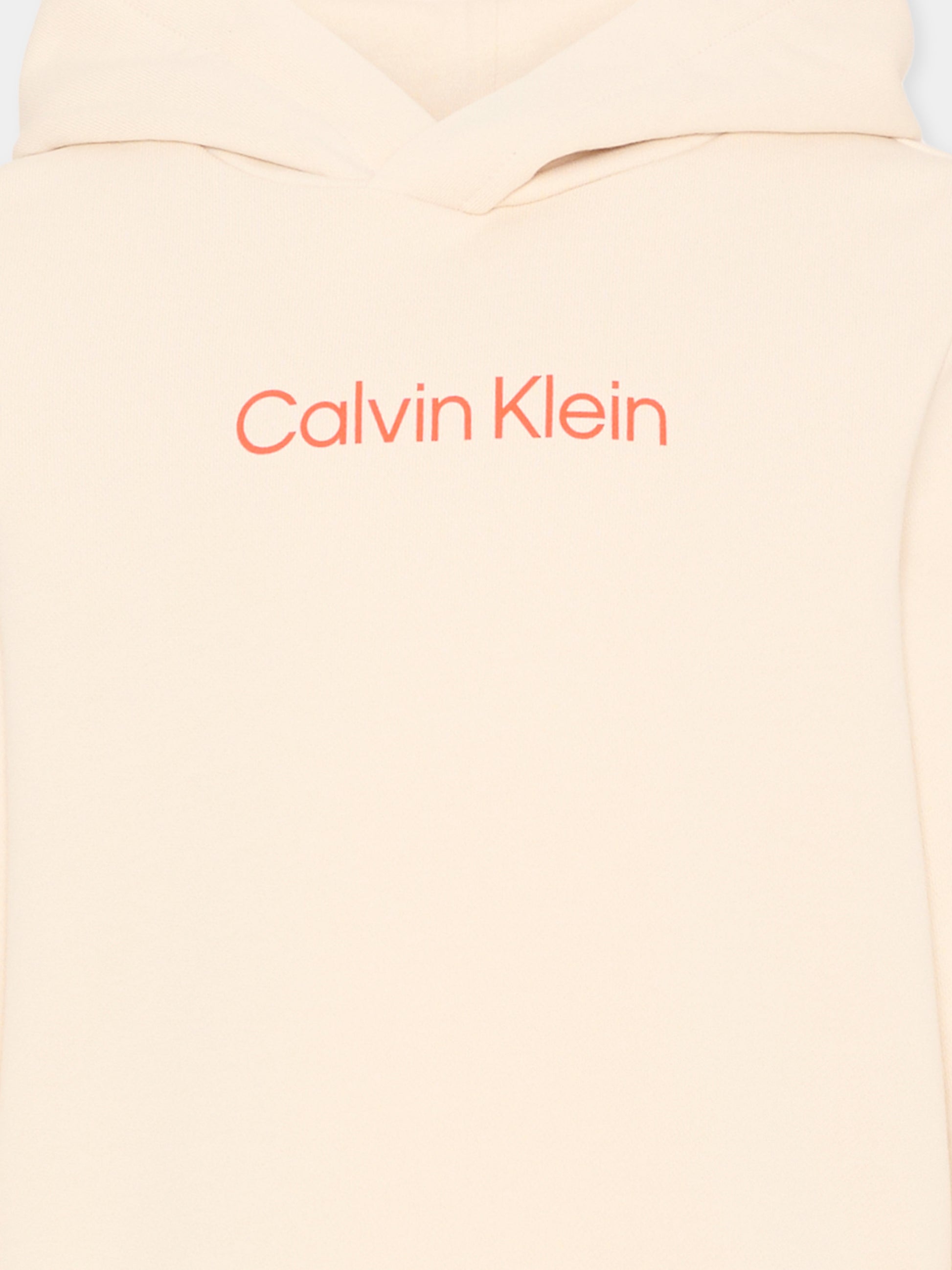 Felpa beige per bambini con logo,Calvin Klein Kids,IU0IU00679 PGB
