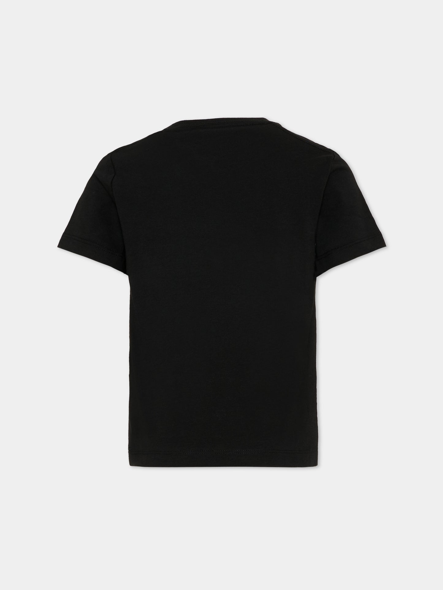 T-Shirt nera per bambini con logo,Calvin Klein Kids,IU0IU00719 BEH