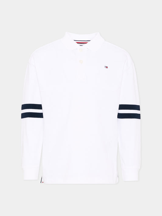 Polo bianca per bambino con logo,Tommy Hilfiger Junior,KB0KB09712 YBR