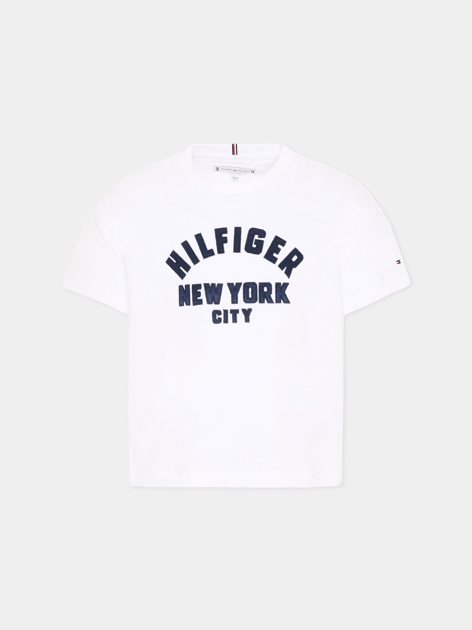 T-Shirt bianca per bambina con logo,Tommy Hilfiger Junior,KG0KG08635 YBR