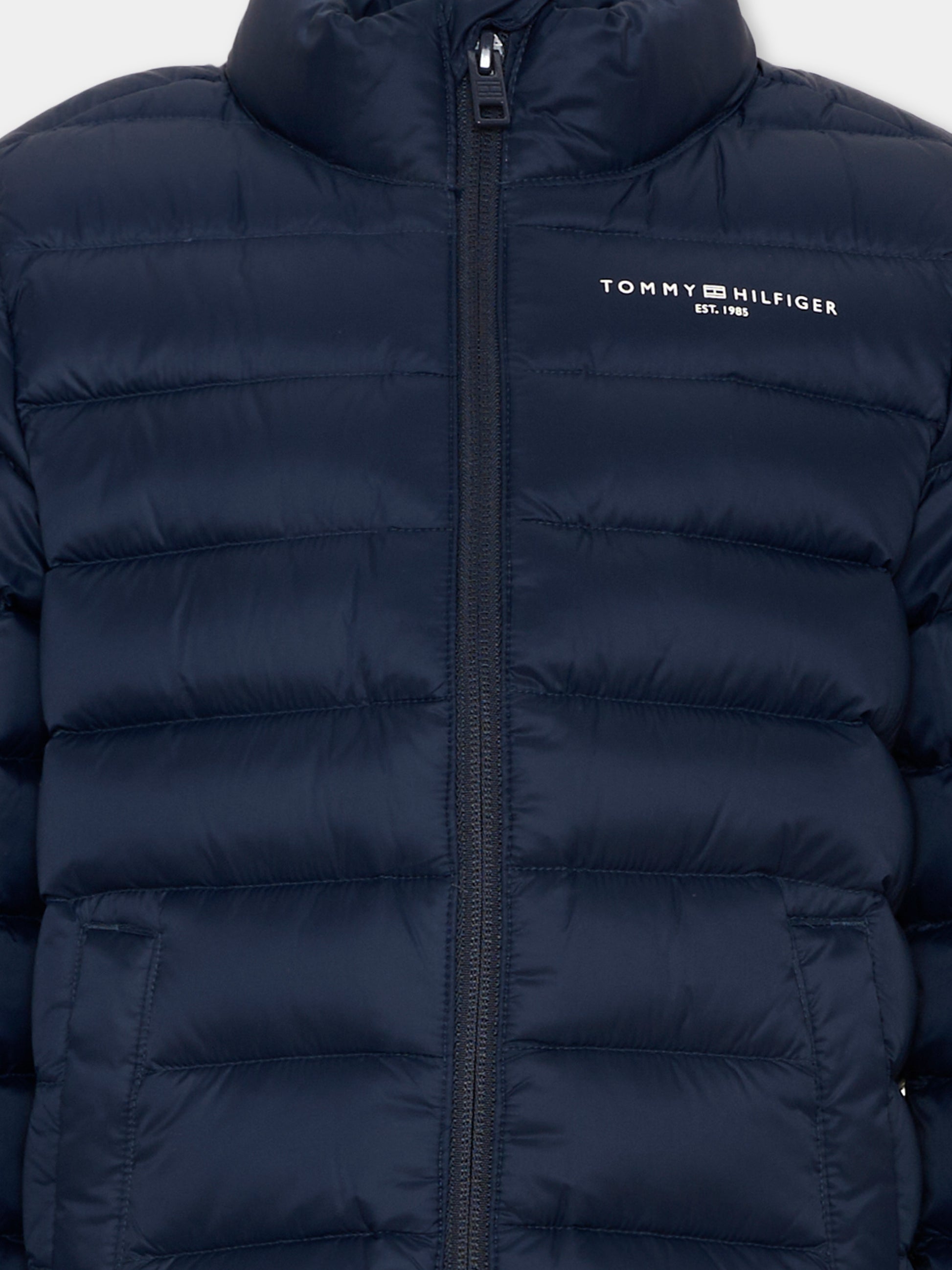 Piumino blu per bambini con logo,Tommy Hilfiger Junior,KS0KS00652 C1G