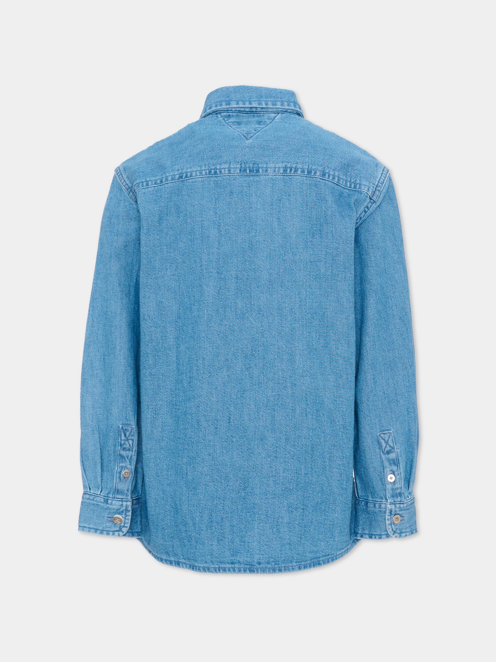 Camicia denim per bambino con Tommy flag,Tommy Hilfiger Junior,KB0KB09688 1A4