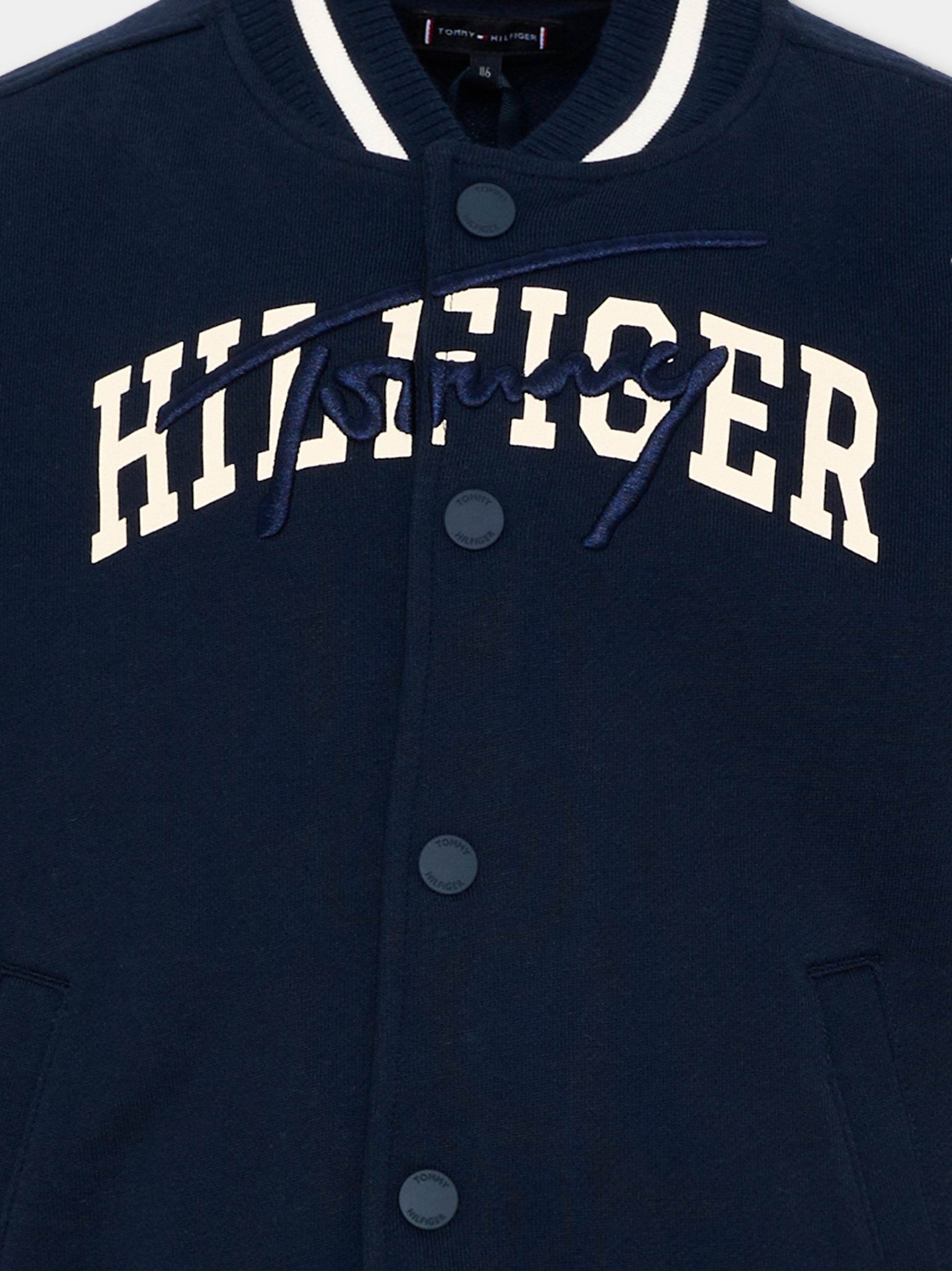 Bomber blu per bambino con logo,Tommy Hilfiger Junior,KB0KB09745 C1G