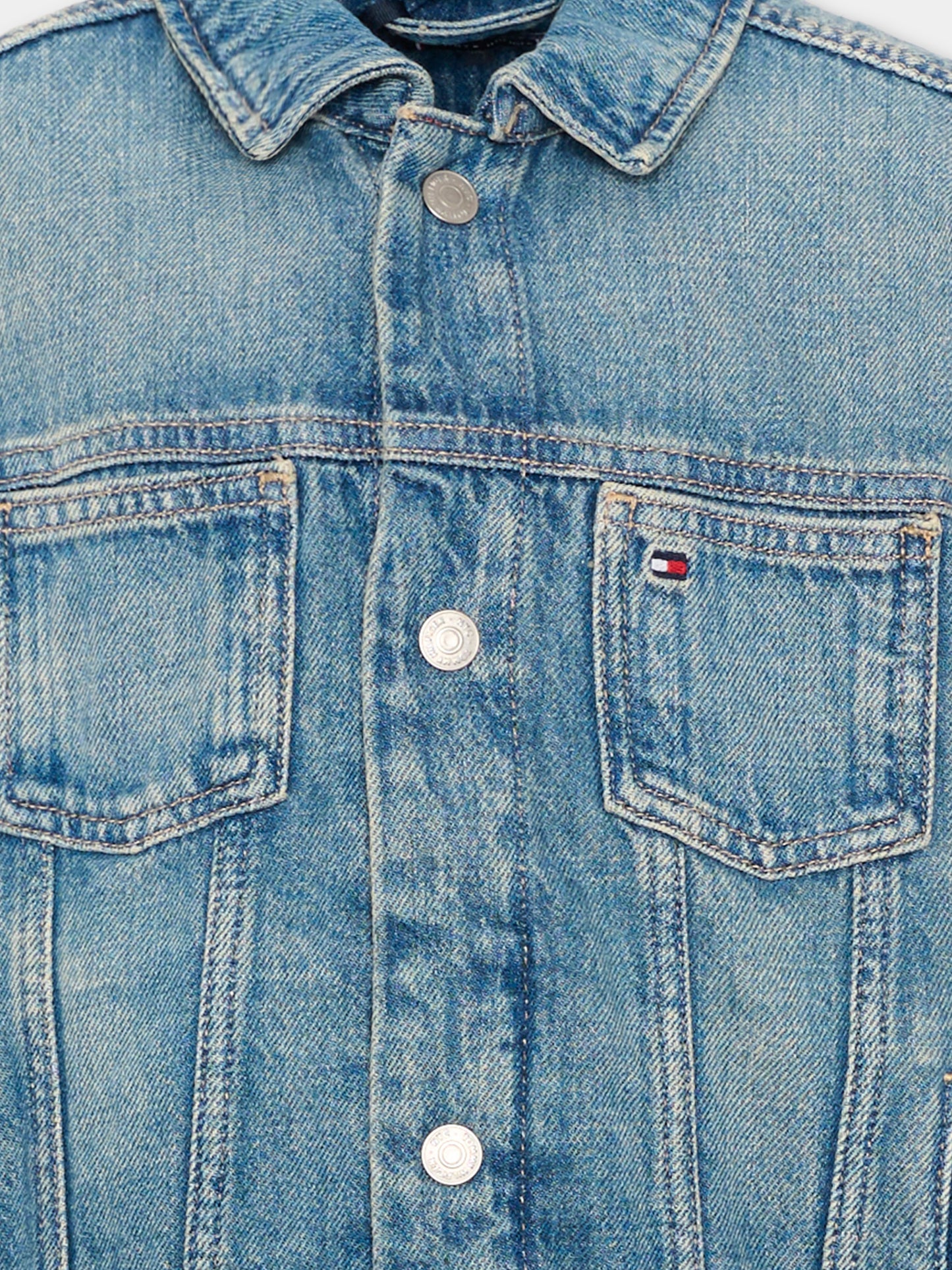 Giubbotto denim per bambino con maxi flag,Tommy Hilfiger Junior,KB0KB10108 1AP