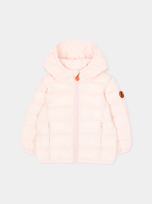 Piumino rosa per neonata con cappuccio,Save The Duck Kids,I33229X GIGA23 80054