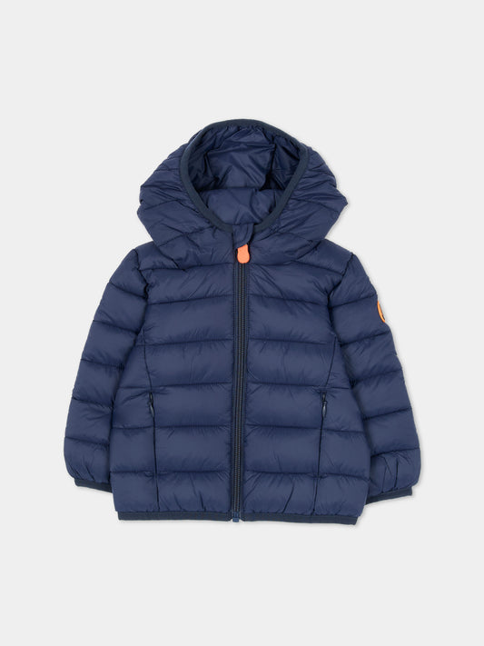 Piumino blu per neonati con cappuccio,Save The Duck Kids,I33229X GIGA23 90000