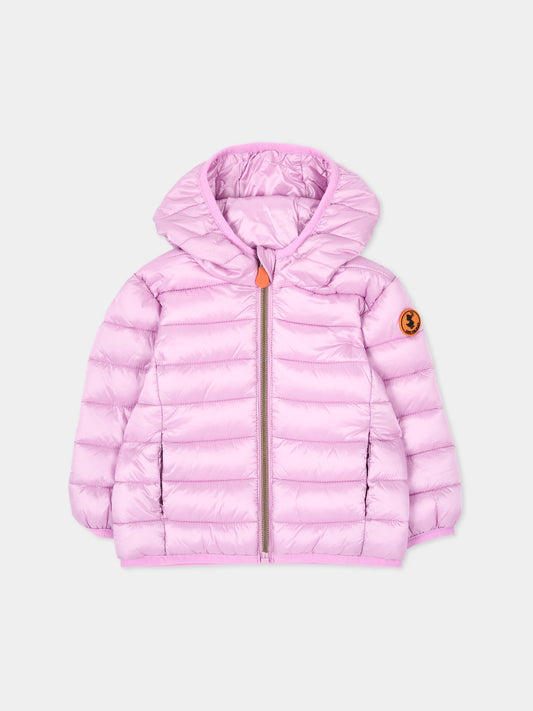 Piumino rosa per neonata con cappuccio,Save The Duck Kids,I33229X IRIS23 80055