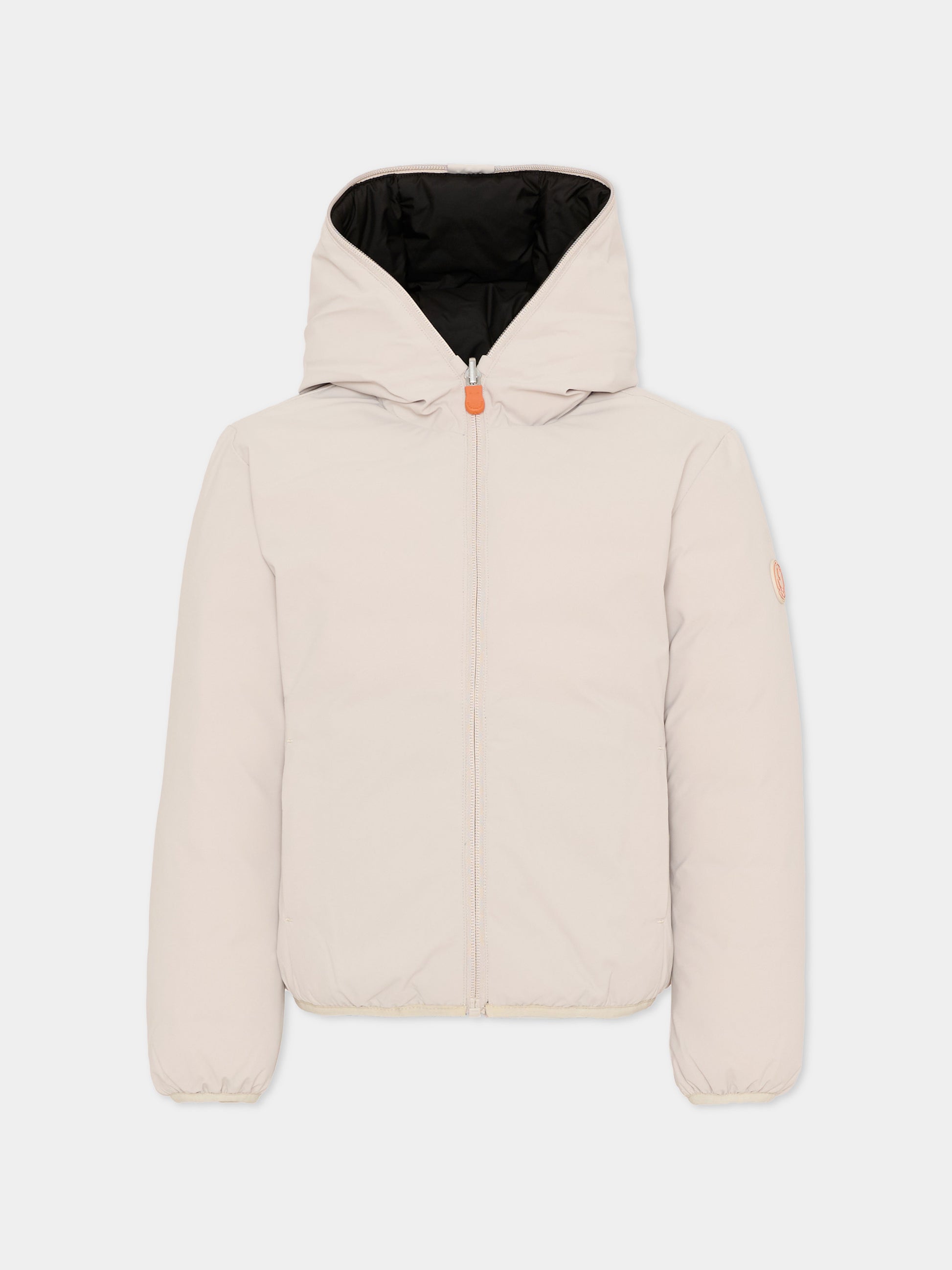 Piumino Oliver beige per bambini con logo,Save The Duck Kids,J33600B MATT21 40019