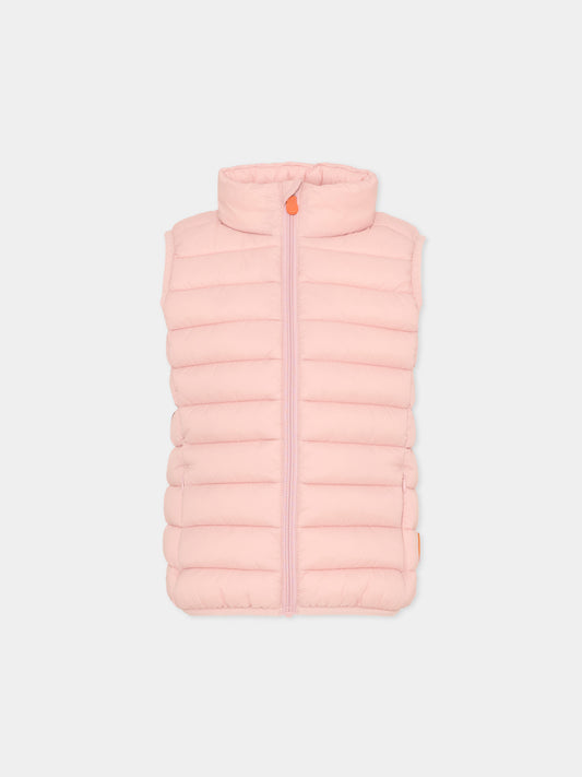 Gilet Andy rosa per bambina con logo,Save The Duck Kids,J82430X GIGA21 80007