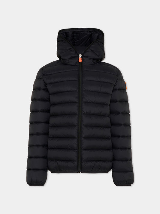 Piumino nero Lily per bambini con logo,Save The Duck Kids,J32310G GIGA21 10000