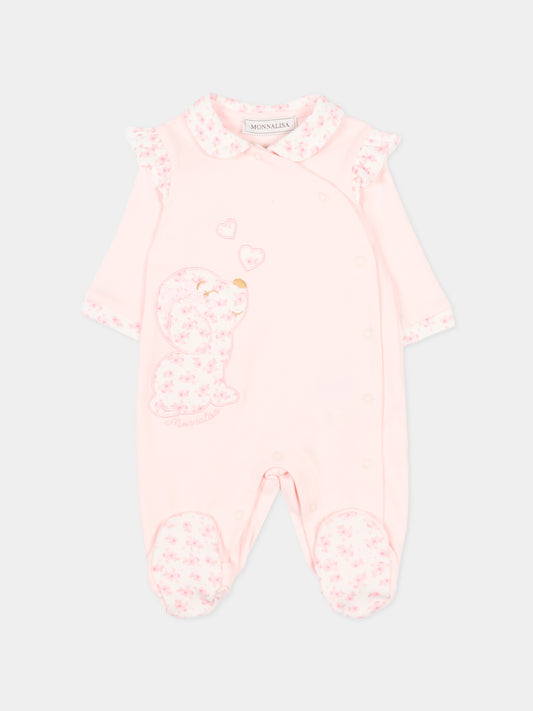 Tutina rosa per neonata con rouches,Monnalisa,35F200 6000 091C