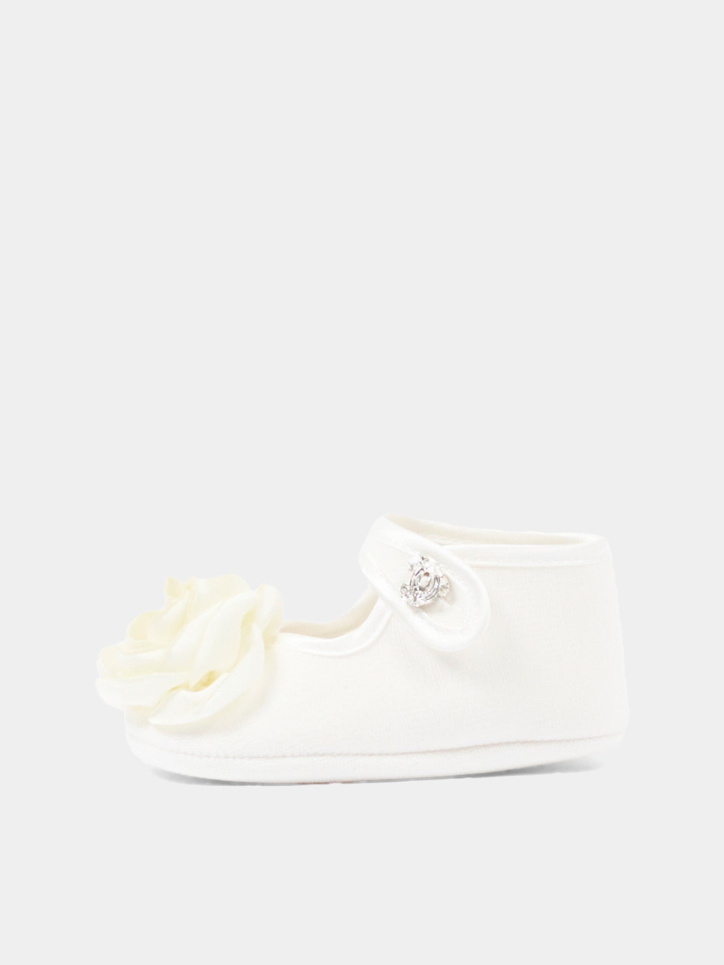 Ballerine avorio per neonata con rosa,Monnalisa,73F004 6207 0001