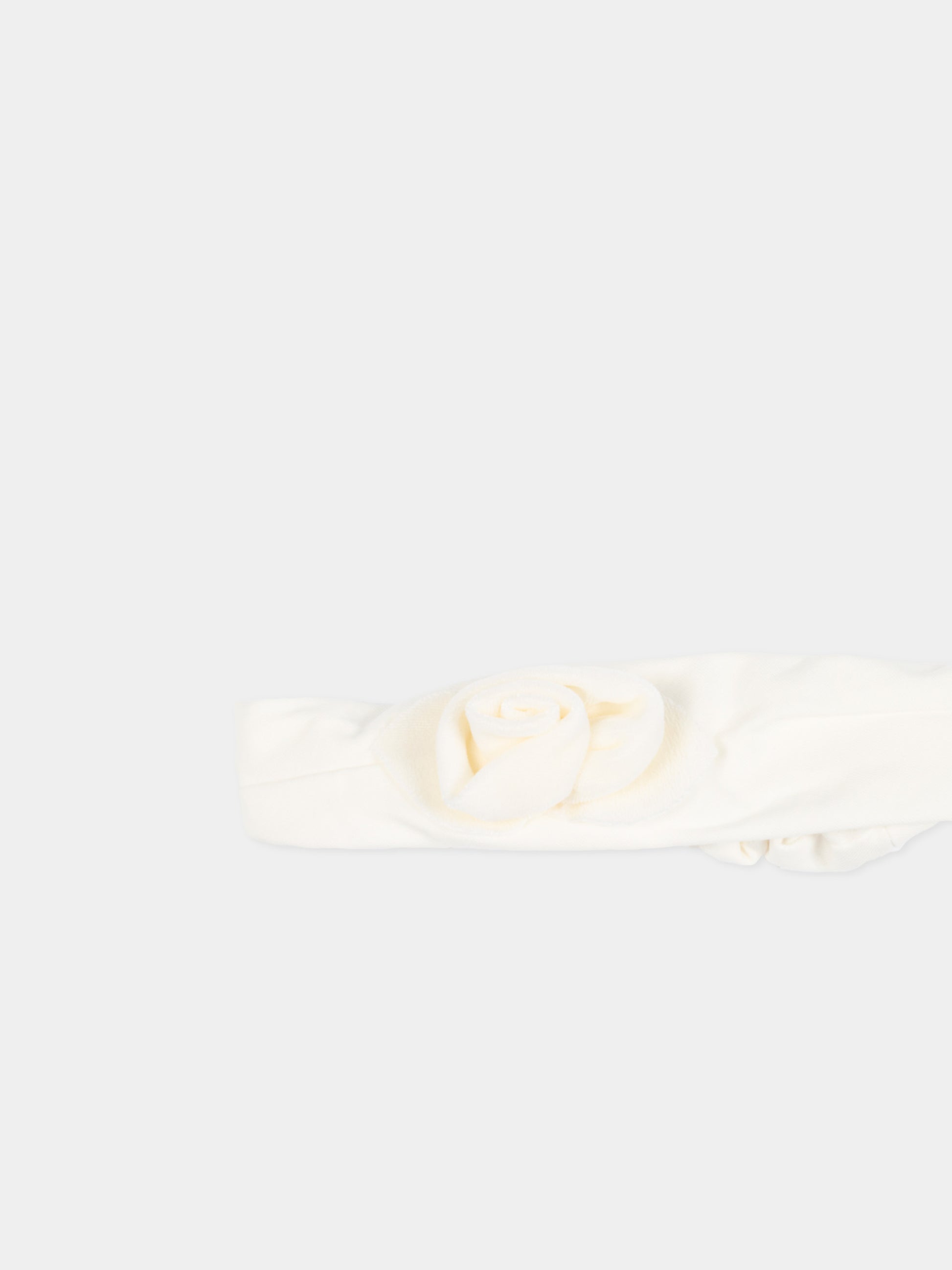 Fascia avorio per neonata con rosa,Monnalisa,73F006 6803 0001