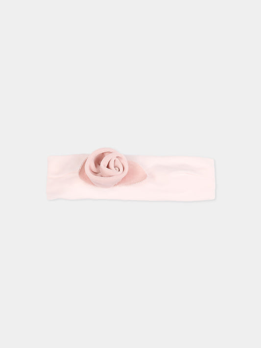 Fascia rosa per neonata con rosa,Monnalisa,73F006 6803 0092