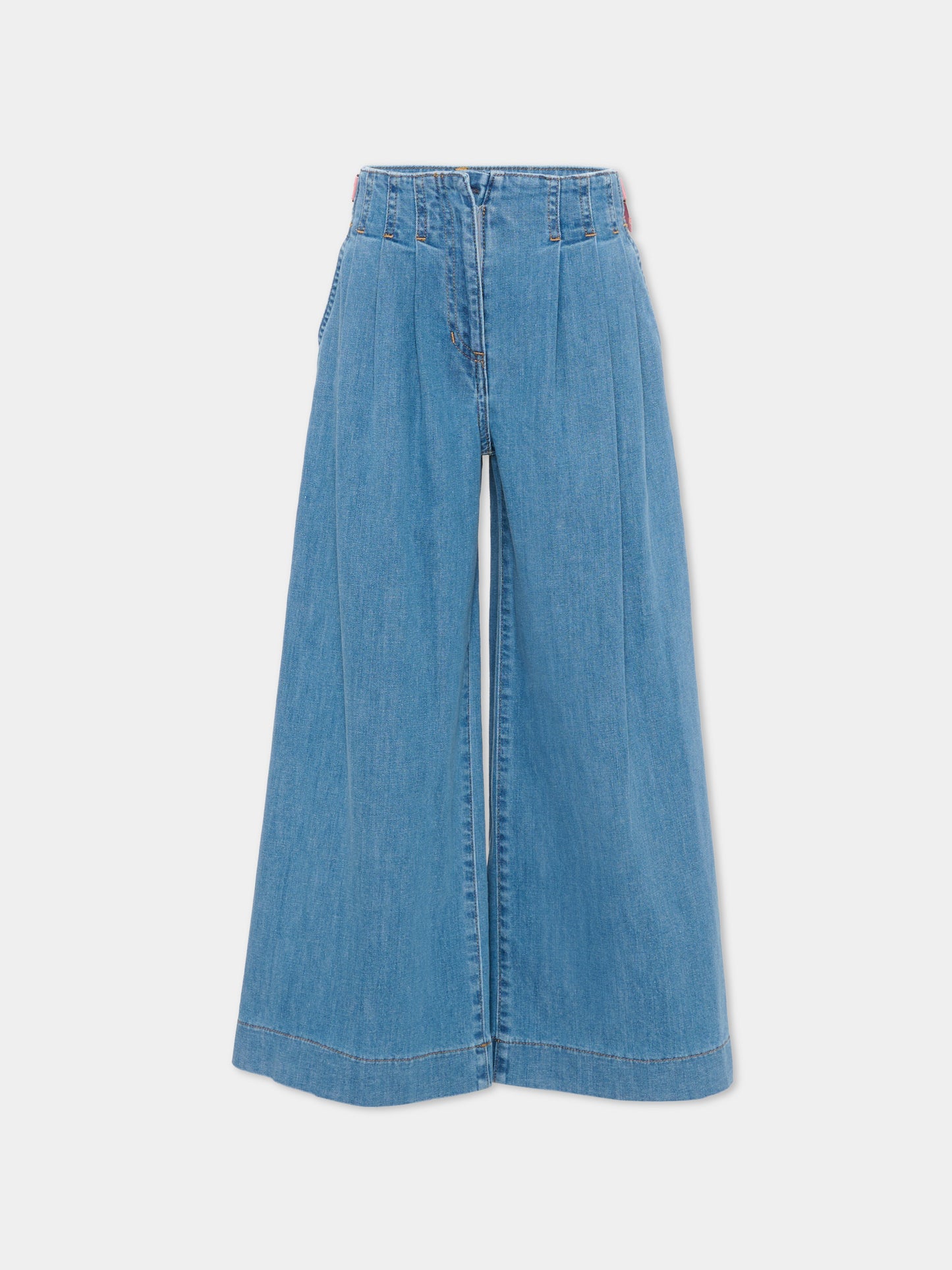 Jeans denim per bambina con logo ricamato,Philosophy,I9F403 6044 P062