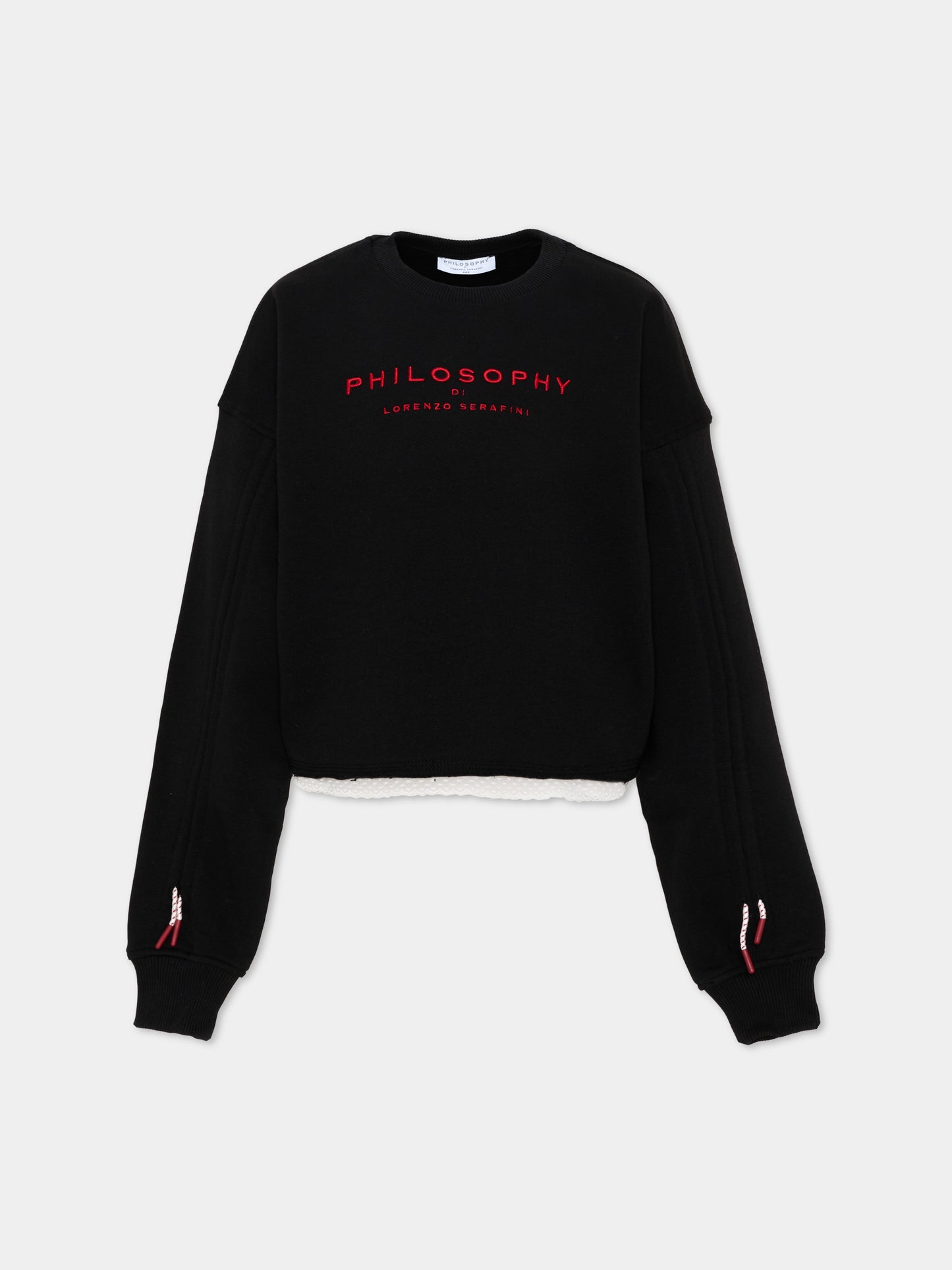 Felpa nera per bambina con logo,Philosophy,I9F601 6036 P050