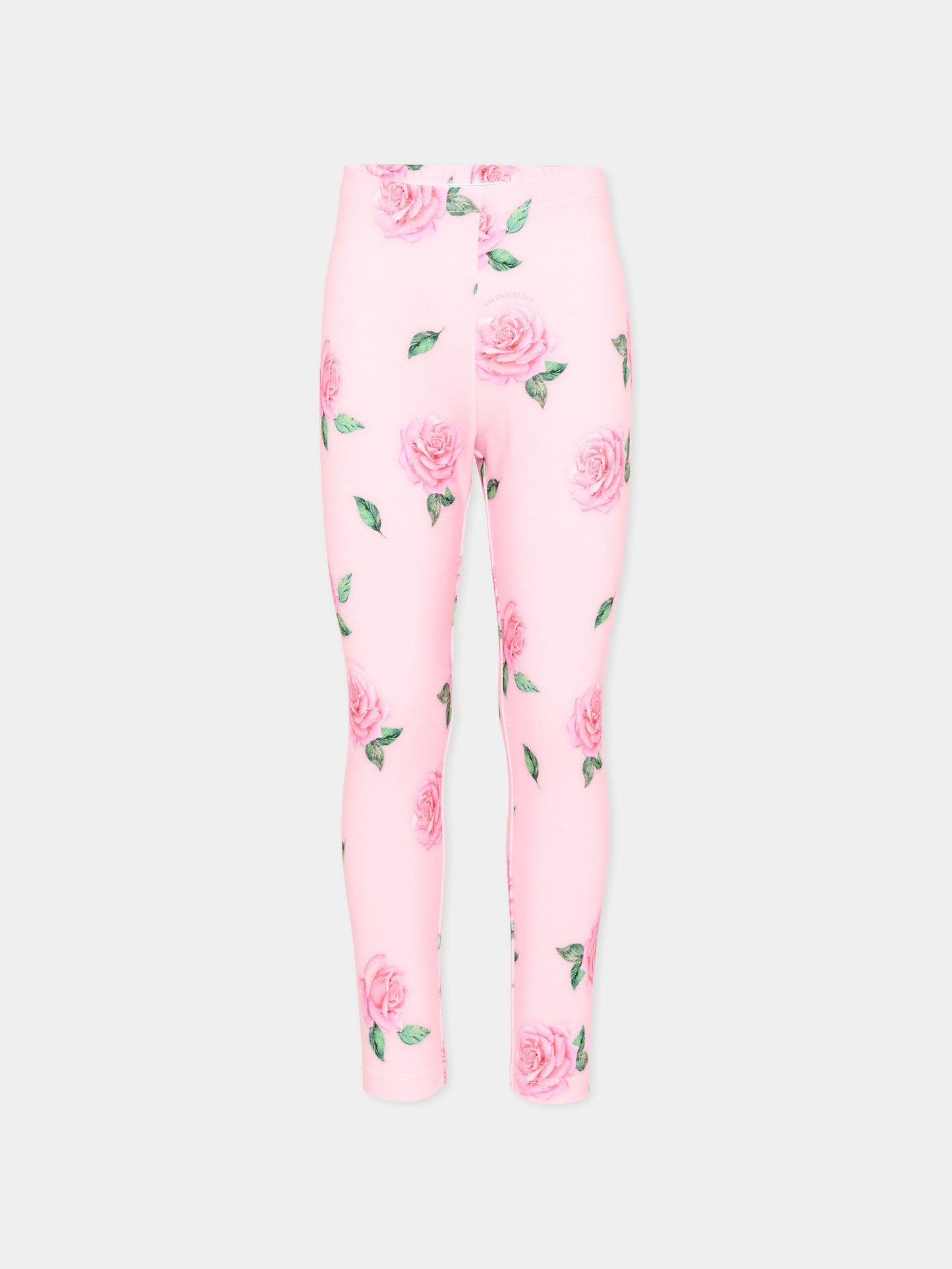 Leggings rosa per bambina con rose,Monnalisa,11F409 6654 0093