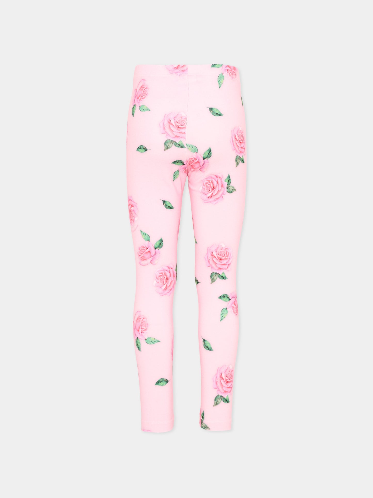 Leggings rosa per bambina con rose,Monnalisa,11F409 6654 0093