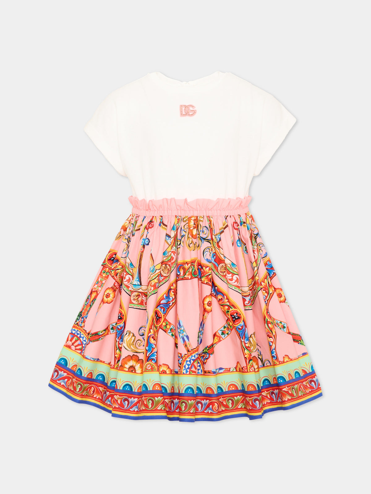 Vestito bianco per bambina con logo,Dolce & Gabbana Kids,L5JDAU G7P5S S9000