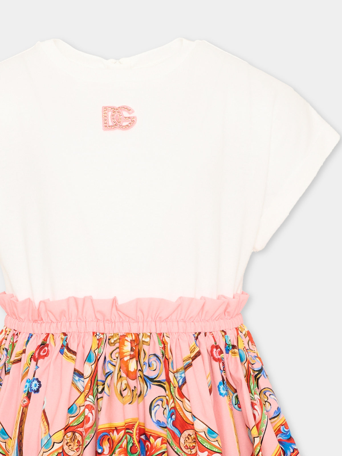 Vestito bianco per bambina con logo,Dolce & Gabbana Kids,L5JDAU G7P5S S9000