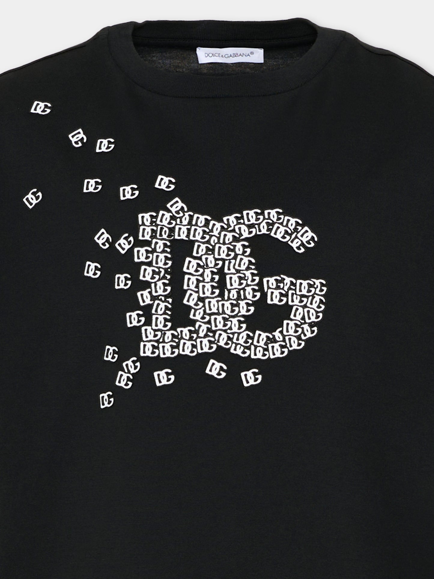 T-Shirt nera per bambino con logo,Dolce & Gabbana Kids,L4JTHV G7Q0T N0000